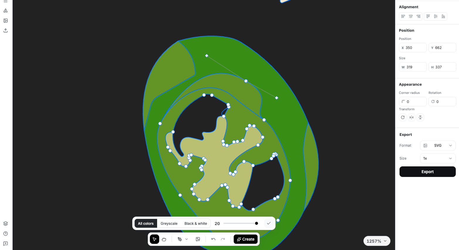 Vector editor side panel